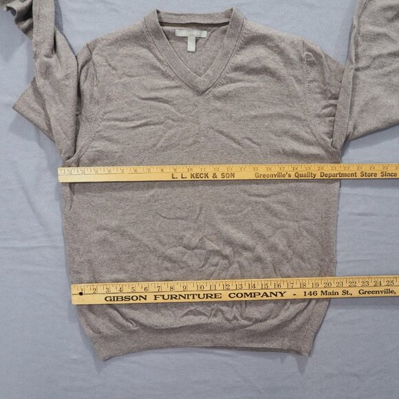Nordstrom Sweater Mens Large Beige V Neck Extra Fine Merino Wool Pullover Knit - Picture 4 of 8